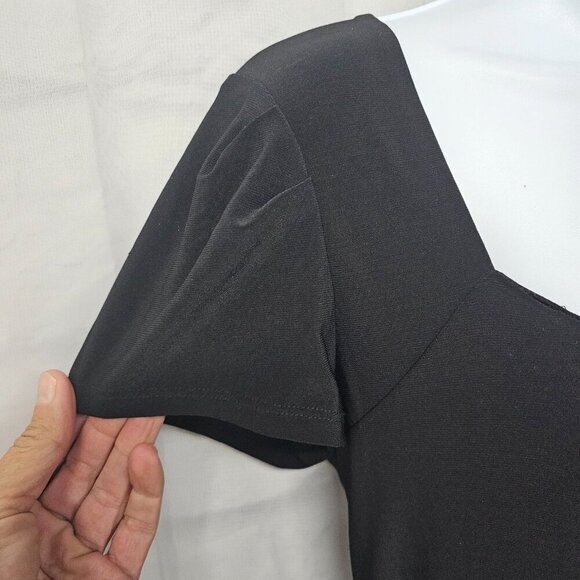 NWT Essentials A.B.S. Black Minimalist Goth Dress Shift Coquette M - Picture 3 of 13